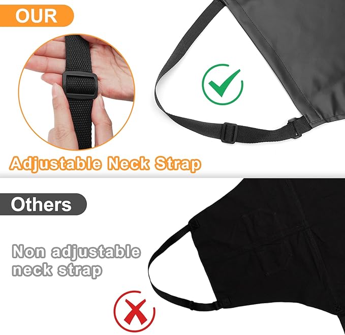 Gotega 4 Pack Waterproof Rubber PVC Apron Adjustable Dishwasher Apron-Women Men Heavy Duty Work Apron for Dishwashing Chemical Lab Butcher Grooming Black - Image 3