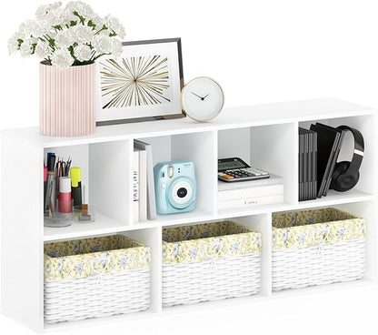 Furinno LUDER Book Shelf, 7-Cube Bookshelf, Bookcase with Open Shelves, 9.4 x 19.5 x 41.7, Easy Assembly, for Living Room, Bedroom, Home Office, White - Image 6