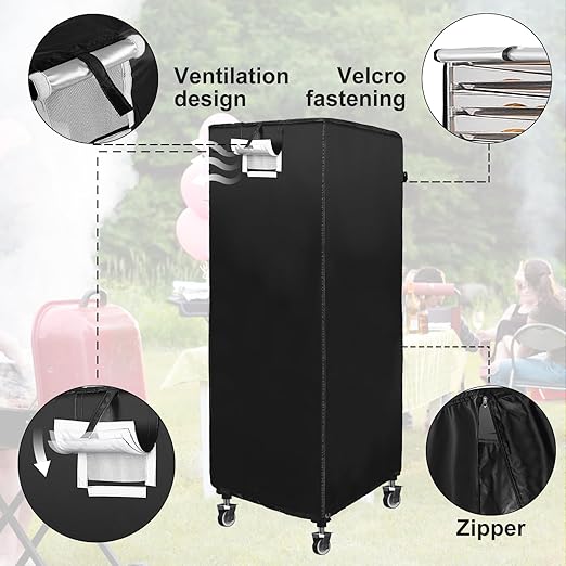 Black 20tier Sheet Pan Rack/Bun Pan Rack Cover With Vents, 23"X28"X64" Bakery Single Rack Covers, Waterproof and Dustproof - Image 3