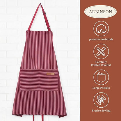 2 Pack Cooking Aprons Adjustable Bib Apron for Women with 2 Pockets, Kitchen Restaurant Men Chefs Aprons