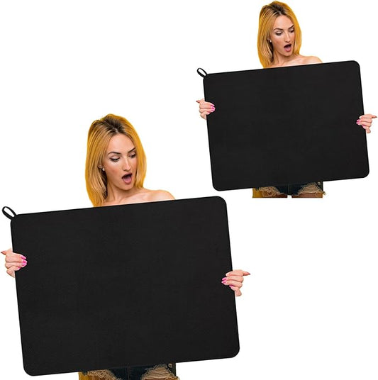 Hushee 2 Pack Extra Large Dish Drying Mat Microfiber Absorbent Dish Drying Pad Large Size Dishes Drainer Mats for Countertop, Sink, Refrigerator or Dryer (30 x 24 Inch,Black) by Hushee