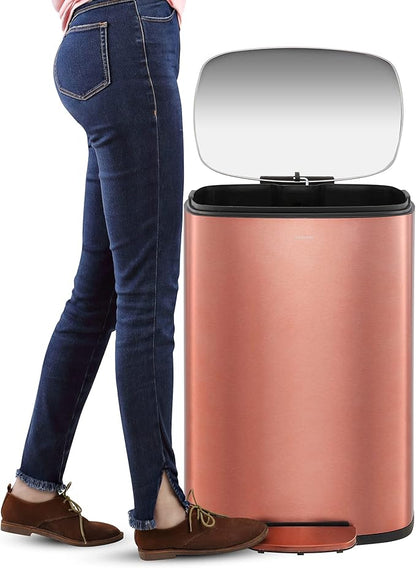 happimess HPM1006D Connor Rectangular 13-Gallon Trash Can with Soft-Close Lid and Free Mini Trash Can, Fingerprint Resistant, Modern, Minimalistic for Home, Kitchen, Office, Bathroom, Rose Gold - Image 6