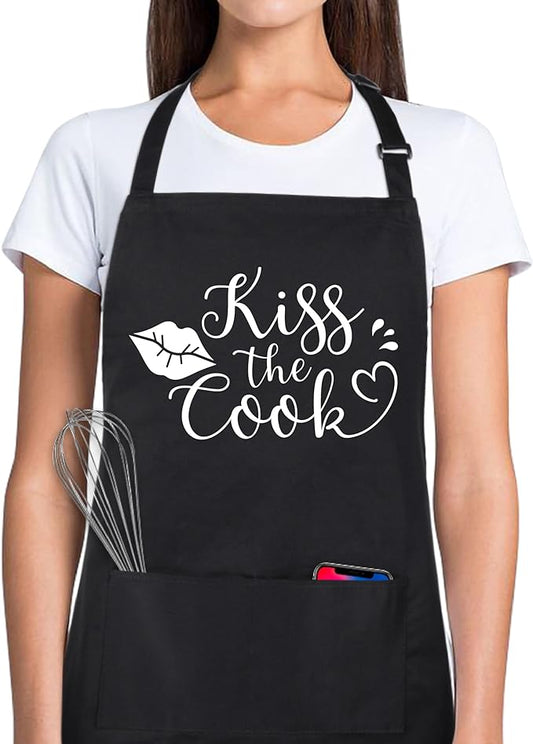 Xornis 100% Cotton Funny Apron for Men Women Adjustable Bib Aprons with 2 Pockets Grill Kitchen Cooking BBQ One Size Fits All