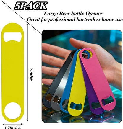 6 Pcs Colorful Stainless Steel Heavy Duty Flat Bottle Openers, 7 Inch Solid Beer Opener for Bartenders, Bars, Kitchens, Weddings, Birthday Parties - Image 2
