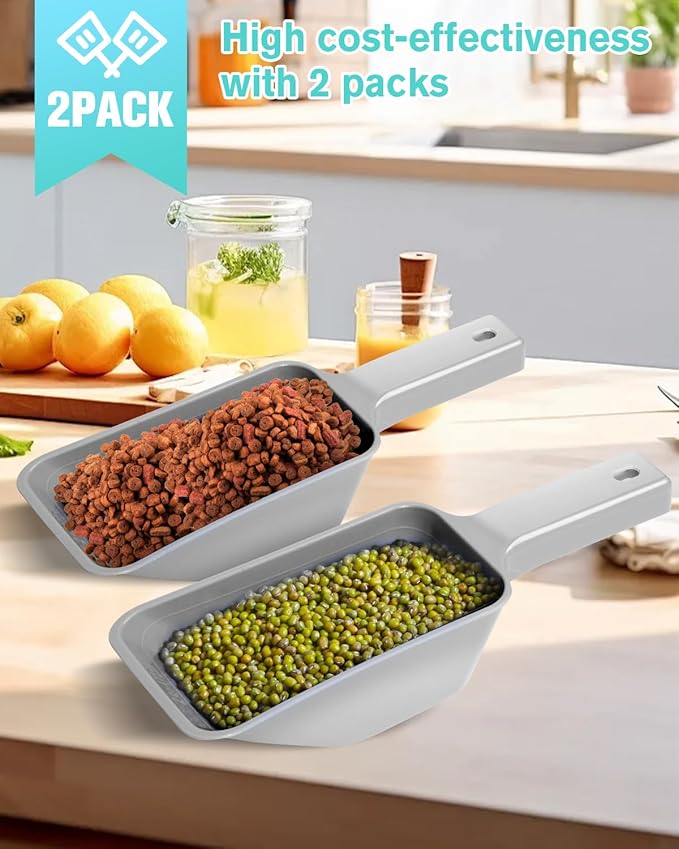 2 Cup Dog Food Scoop(2 Pack), Plastic Pet Food Scoop with Measuring Lines for Accurate Pet Food Portions,Dishwasher Safe (Gray) - Image 4