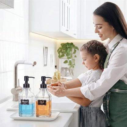 JASAI 2Pack Glass Soap Dispenser with Black Rust Proof Pump, Refillable Dish Soap Dispenser with for Kitchen and Bathroom. - Image 2