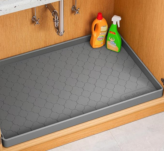 Jin&Bao Waterproof Under Sink Mat 34" x 19", Thick Silicone Mat Cabinet Protector for Kitchen and Bathroom, Shelf Liner, Home Organizer and Storage, Multipurpose Tray for Gadgets and Essentials by Jin%26Bao