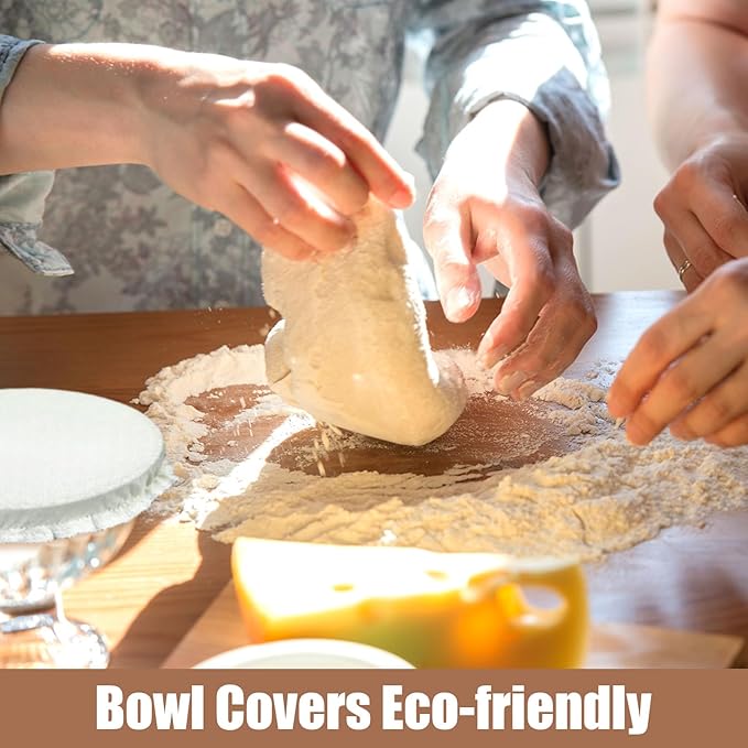 Patelai 10 Pcs Bowl Covers Reusable in 5 Size Stretch Cloth Fabric Elastic Food Storage Bowl Covers Bread Sourdough Lids for Proofing Food Fruits Leftover(Brown,Earth Tone Style) - Image 3