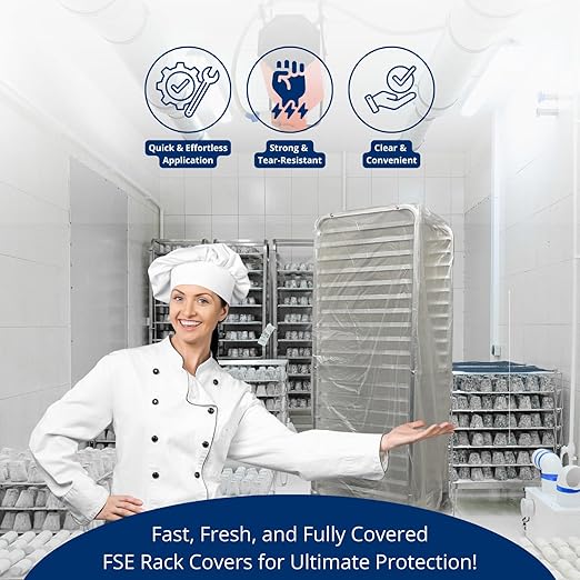 FSE Disposable Commercial Grade Sheet Pan/Bun Pan Rack Covers, 20.25" W x 26" D x 69" H, Clear, 50 Count - Image 8