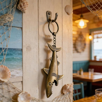 Cool Shark Bottle Opener Keychain, Vintage Zinc Alloy Beer Opener, Portable Key Ring, Beach Bar Decor, Ideal Gift for Father's Day, Christmas, Dad, Husband, Boyfriend, Grandpa