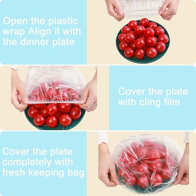 500pcs Plastic Bowl Covers Elastic Reusable Food Covers Outdoor Thickend Kitchen Bowl Dish Plate Cover, Sourdough Bread Baking Supplies, Fruit Fresh Keeping Storage Accessories Food Grade (White-M) - Image 4