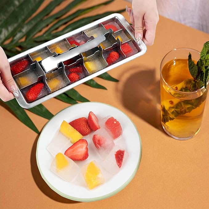 KAYCROWN 18/8 Stainless Steel Ice Cube Tray, 18 Slot Ice Tray with Easy Release Handle for Making Various Ice Cubes and Frozen Foods, Removable Slots for Easy Ice Cube Removal and Cleaning - Image 8