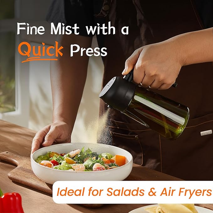 TrendPlain - Original 16oz/470ml Olive Oil Dispenser Bottle for Kitchen Gadgets and Air Fryer Accessories - Olive Oil Sprayer for Cooking w/Stickers - Black&Green - Image 3
