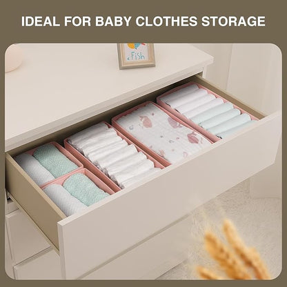 DIMJ Drawer Organizers for Clothing, Set of 8 Dresser Drawer Organizers, Fabric Closet Organizers and Storage, Drawer Dividers for Baby Clothes, Socks, Belt, Tie (Pink) - Image 4