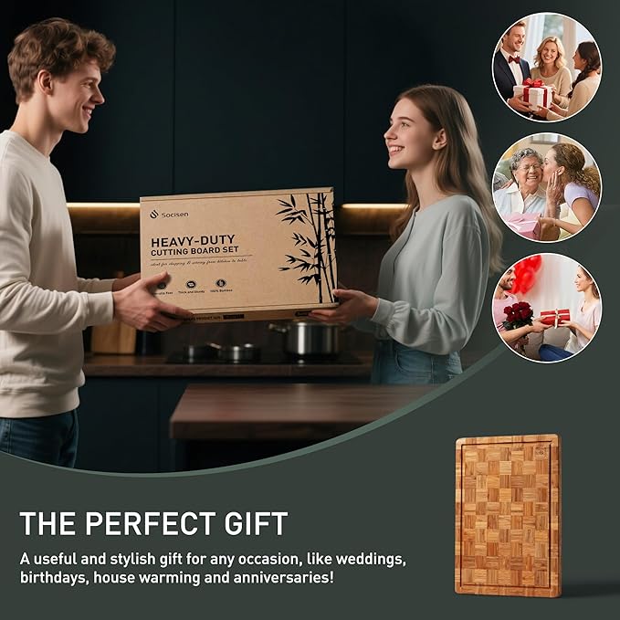 Bamboo Cutting Boards Non Toxic Wood Wooden Cutting Board for Kitchen Non Slip Christmas Xmas Birthday Law Step Stepmom Stepmother Have Everything Good Unique Useful Present - Image 9