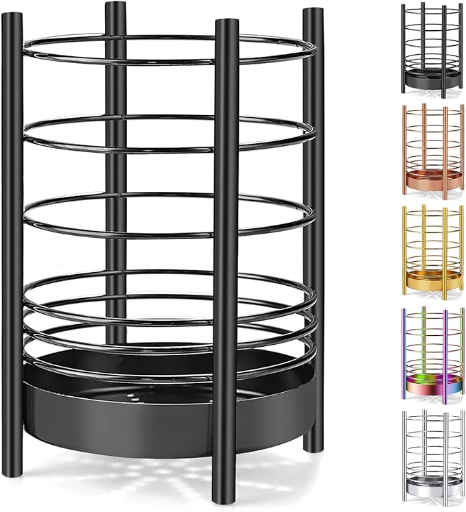 Black Kitchen Utensil Holder for Kitchen Counter, Stainless Steel Utensil Crocks, Black Titanium Coating Utensil Storage Caddy Organizer, Cooking Utensil Holder, Easy Cleaning (Black/7.4''x5.2'') by HOMQUEN