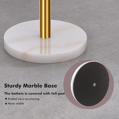 Gold Paper Towel Holder Countertop, with Weighted Marble Base for One-Handed Operation, No Wobbly (Marble Base, Gold) - Image 3