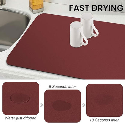 WISELIFE Dish Drying Mat Super Absorbent Drying Mat Large Dish Drying Mats for Kitchen Counter Easy Clean Dish Mat Kitchen Drying Mat18"x 32" Classic Red - Image 4
