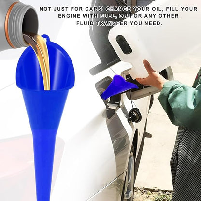 Oil Funnel, Plastic Long Neck Multi-Purpose Spill Saver Funnel, Engine Oil Funnels for Filling Oils Gas Water Diesel Fuel Lubricants for Car Motorcycle ATV Boat (Blue-1PCS)