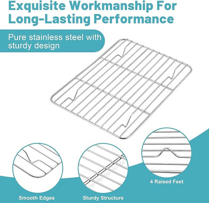 TeamFar Cooling Rack, 8.75” x 6.25” Stainless Steel Wire Baking Rack for Cooking Roasting Grilling, Fit for Oven Pan, Oven & Dishwasher Safe, Non-toxic & Heavy-Duty, 2PCS - Image 3