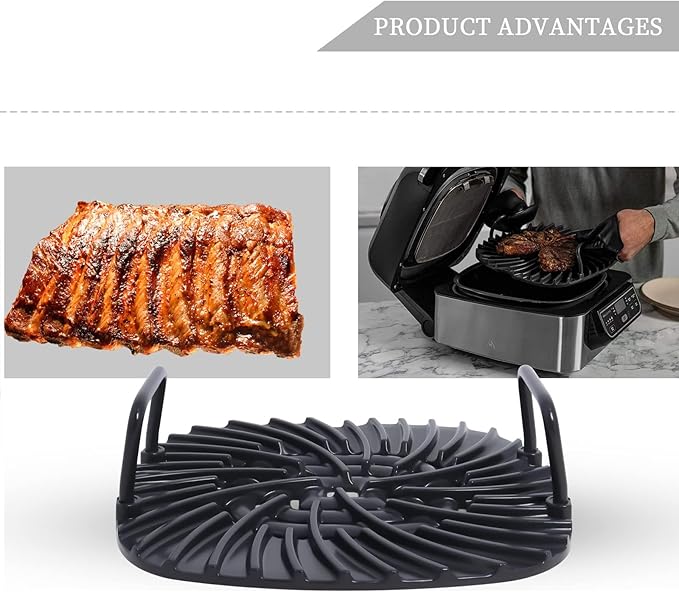 Grill Grate for Ninja Foodi AG301, Griddle Pan Replacement Parts with Parchment Paper and Cleaning Brush, Fit for Ninja Foodi 5-in-1 Indoor, Non-stick Grill Accessories for AG300, AG301C, AG302, AG400