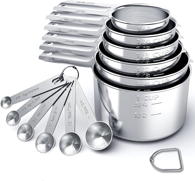 TILUCK Stainless Steel Measuring Cups & Spoons Set, Cups and Spoons,Kitchen Gadgets for Cooking & Baking (12) by TILUCKBringsGoodLuck