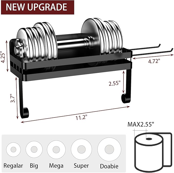 ZUNTO Magnetic Paper Towel Holder for Fridge, Black Kitchen Organizer with Towel Roll Holder, Spice Shelf and 2 Hanging Racks(No Drilling) - Image 6