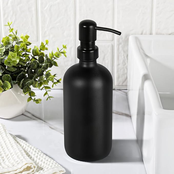 GMISUN Black Soap Dispenser, 1 Pack Matte Black Bathroom Hand Soap Dispensers, 17 Fl Oz Dish Soap Dispenser for Kitchen with Rustproof Stainless Steel Pump, Modern Liquid Dishwashing Dispensers Bottle - Image 4