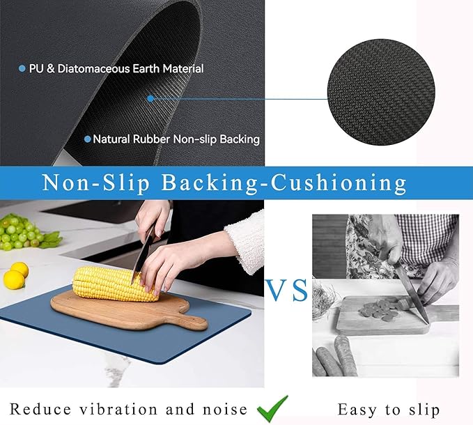 Dish Drying Mat for Kitchen Counter,Drying Mat for Dish Rack,Absorbent Hide Stain Rubber Mat,Coffee Mat, Kitchen Counter Mat(Blue, 17"x31.5") - Image 6