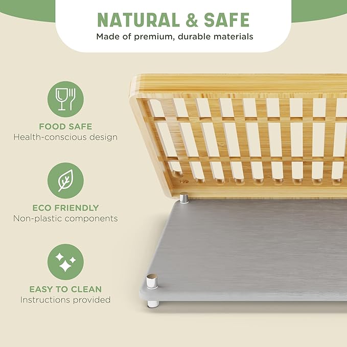NIUM Stone Drying Mat for Kitchen Counter & Bamboo Rack - 16″x12″ - Diatomaceous Earth Dish drying mat Ultra Absorbent & Fast Drying - EcoFriendly with Non-Slip Pads & Anti-Moisture Design - Image 5