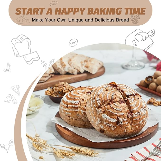 Sourdough Proofing Basket Gift Set, 9" Round and 10" Oval Banneton Bread Baking Supplies, Sourdough Baskets with Bread Lame, Danish Whish, Bowl Scraper, Sourdough Scraper, and Linen Liner - Image 8