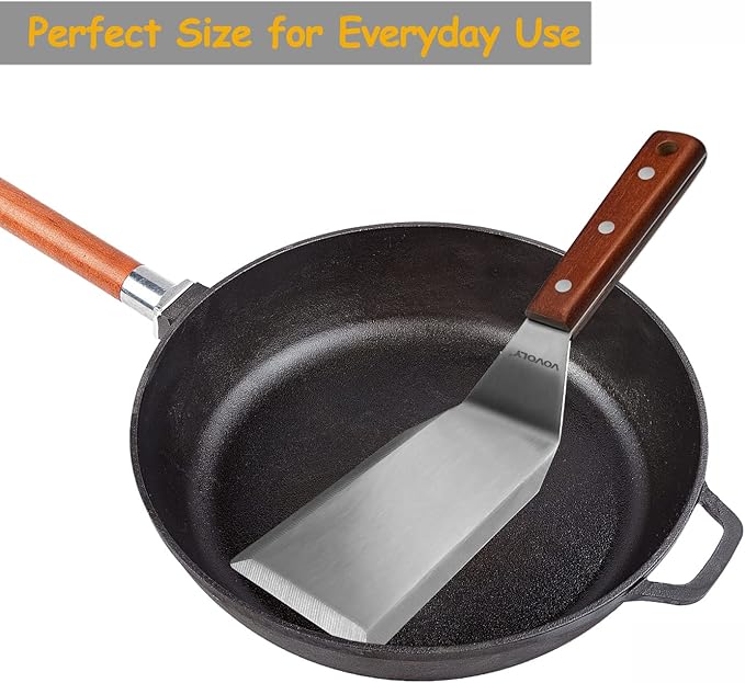 Professional Metal Spatula for Cast Iron Skillets and Flat Top Grills, Full Tang Wooden Handle,1.8mm Thick Stainless Steel Blade, Smash Burger Spatula Turner for Flipper, Cooking, BBQ, 4.7 x 2.7 Inch - Image 6
