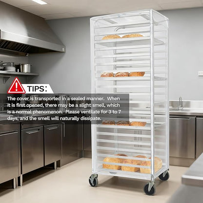 BIEAMA Bun Rack Cover – 20 Tier Commercial Bakers Racks Sheet Pan Rack Cover PVC with 2 Sided Zippers, Clear 27" L x 21" W x 64" H - Image 6