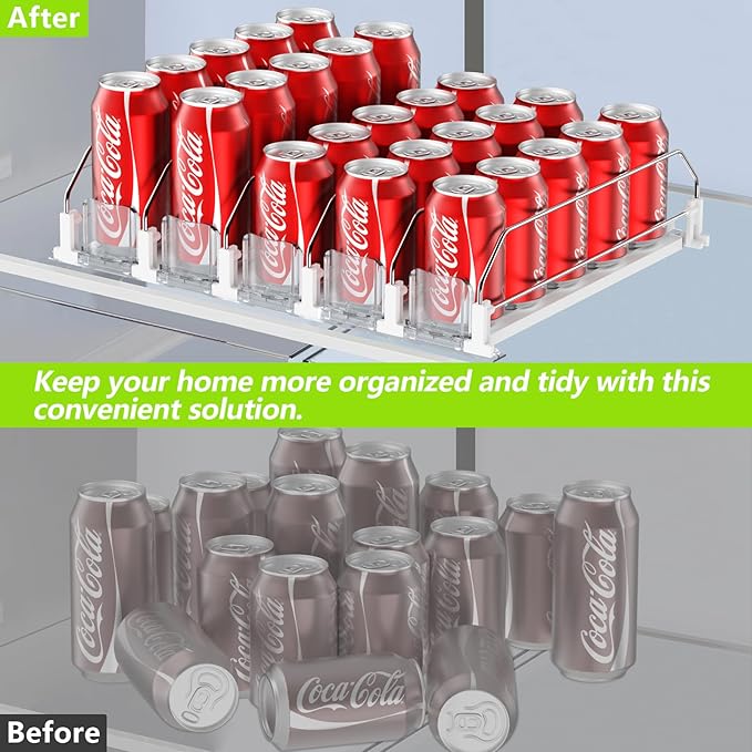 IBORING Drink Organizer for Fridge,Self Pushing Fridge Drink Organizer,Automatic Drink Dispenser for Fridge-Holds up to 15 Cans, 14.96inch, White - Image 6