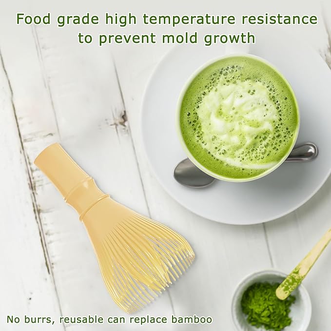 Matcha Whisk, Reusable Plastic Ceramic Matcha Whisk Easy to Clean Stirring Tool for Japanese Matcha Green Tea Ceremony (Yellow)