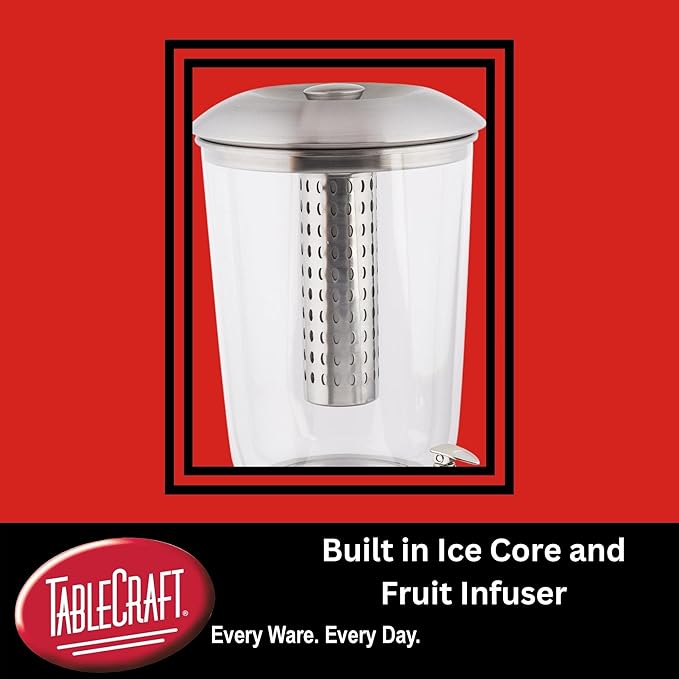 TableCraft 85 Large 5 Gallon Drink Dispenser with Fruit Infuser & Stand, BPA-Free Tritan & Stainless Steel, Ideal for Catering, Buffet, Home Use, Cold Beverage Dispenser - Image 5