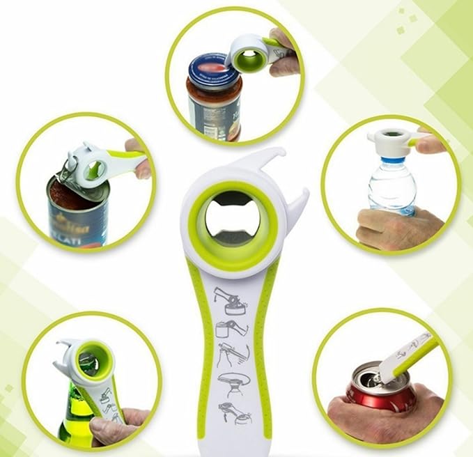 5 In 1 Multi Function Stainless Steel Plastic Can Jar Bottle Open Tighten Bottle Jar Can Opener for Small Hands, Seniors or Anyone Who Suffers from Arthritis Good Kitchen Tool - Image 2