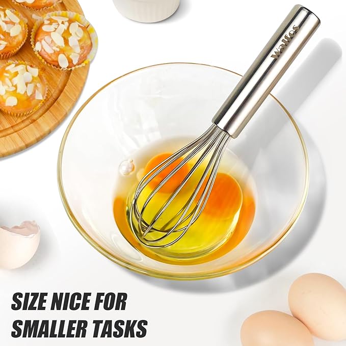Walfos Mini Whisk,6+8 in Small Whisk,304 Stainless steel Whisks Heat Resistant 600°F,Nice for mixing salad dressings or beating an egg.Tiny whisk size great for narrow and shallow vessels.Silver - Image 3