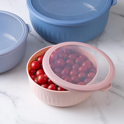COOK WITH COLOR Prep Bowls with Lids- Wide and Deep Nesting Plastic Small Mixing Bowl Set with Lids, 12 Piece Set - Wide Bowls, Blue/Pink - Image 4