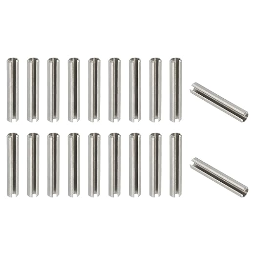 PATIKIL Slotted Spring Pin, 20 Pcs 1/4" x 1-3/8" (6.35mm x 35mm) 304 Stainless Steel Split Roll Pins Spring Dowel for Home Improvement Automotive Machine Repair, Silver