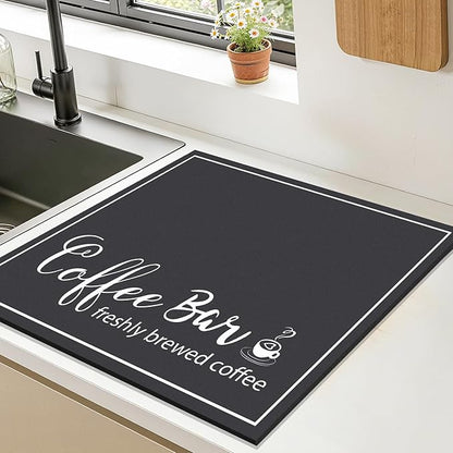 Findosom Dish Drying Mat, 16" x 18" Super Absorbent & Hide Stain Coffee Mat, Cuttable Drying Mat for Kitchen Counter, Coffee Bar Accessories, Under Dish Rack, Coffee Maker, Espresso Machine, Black - Image 7