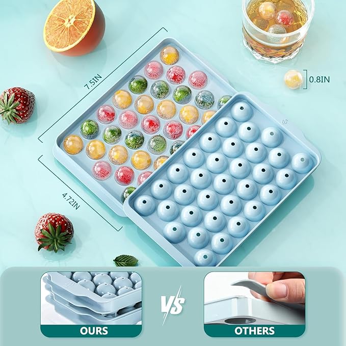 Optish 3 Pack Ice Trays for Freezer, 99 PCS Ice Cube Tray with Lid and Bin, Round Ice Cube Mold, Circle Ice Maker for Chilling Drinks (0.8 inch, Blue) - Image 2