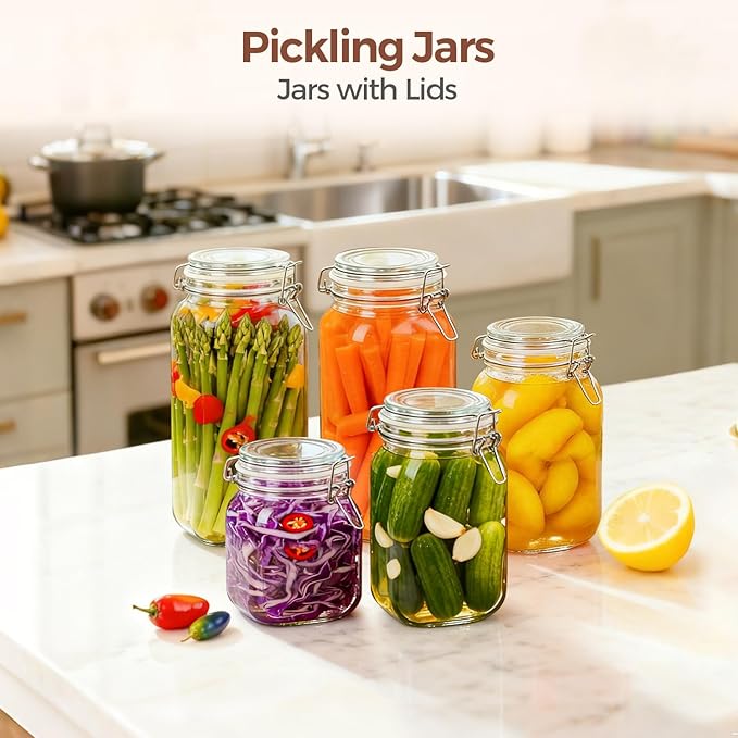 ComSaf 3-Pack 78oz Large Square Airtight Glass Jars for Bulk Food, Holds a 4lb Bag of Sugar or 5lb of Rice, Wide Mouth Canister for Flour, Coffee & Pantry Organization - Image 7