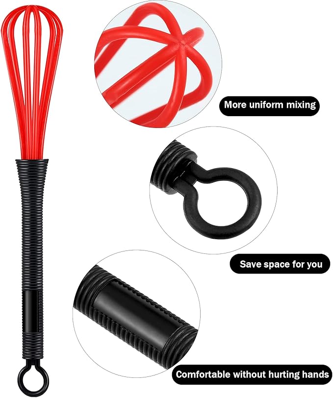 12 Pack Hair Color Whisk Mini Whisk for Hair Dye Color Mixing Christmas Gifts 7 x 1.2 in Salon Barber Plastic dressing Dye Kitchen Baking Cooking Mixer Tool - Image 3
