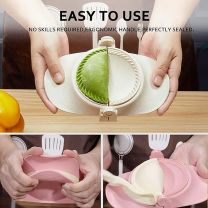 Empanada Maker Press, 6-Inch Extra Large Dumpling Maker Set with Dough Cutter, Dumpling Mold Set for Pierogi, Pastelitos, Calzone, Turnovers, Chinese Dumpling 4Sizes-Blue (6"/4"/3"/2.6")