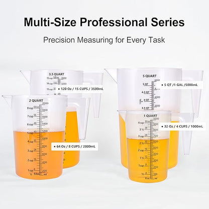 Food-Grade Plastic Measuring Pitcher – 64 Ounce & 8 Cups Measuring Cups with Handle for Liquid, Motor Oil, Pool & Lawn Chemicals, Dilution, Soap Mixing, Brewing, Commercial & Kitchen Use(2000ml)