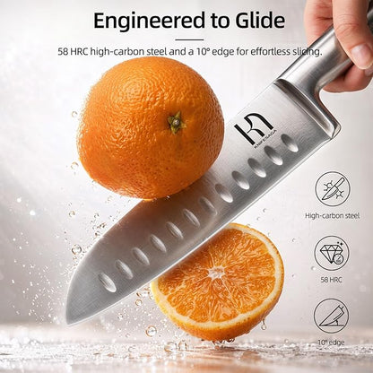 KnifeSaga Kitchen Knife Set with Block and Sharpener | 12-Piece Premium High Carbon Stainless Steel Knife Block Set, Ergonomic Anti-Slip Handle, Rubberwood Knife Block
