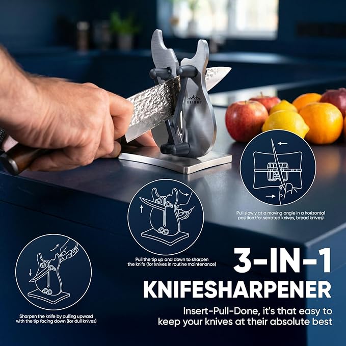 VQ-5 Professional Knife Sharpener | 3-Action Streamlined Guitar Design for Effortless Knife Sharpening - The Ultimate Tool for Precision 11 to 21 Degree Angles - Image 3