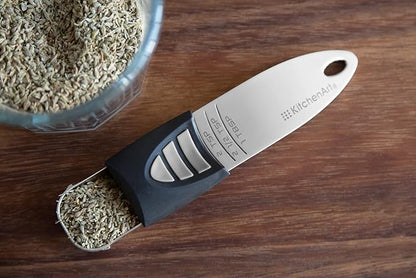 KitchenArt Stainless Steel Pro Sliding Adjust-A-Tablespoon and Teaspoon, Adjustable Measuring Spoon Set - Image 3
