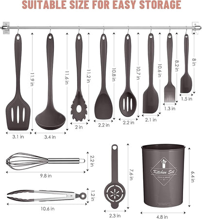 Kitchen Utensils Set-12 Pieces Silicone Cooking Utensils Set (Dishwasher Safe) 392°F Heat Resistant Spatula Set, Nonstick Cookware - Image 2